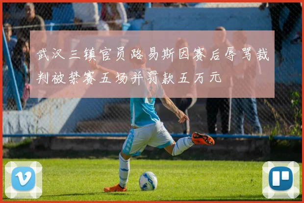 武汉三镇官员路易斯因赛后辱骂裁判被禁赛五场并罚款五万元